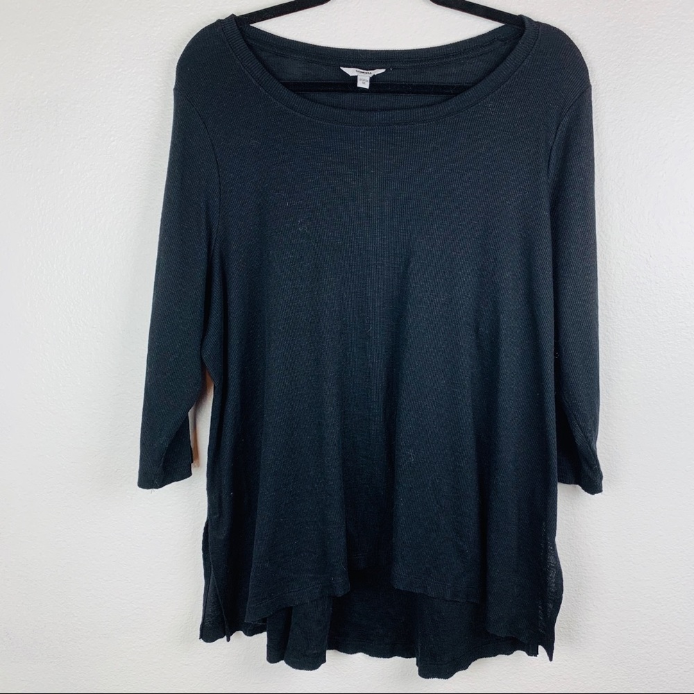 Sonoma Ribbed High Low Hem Shirt Black